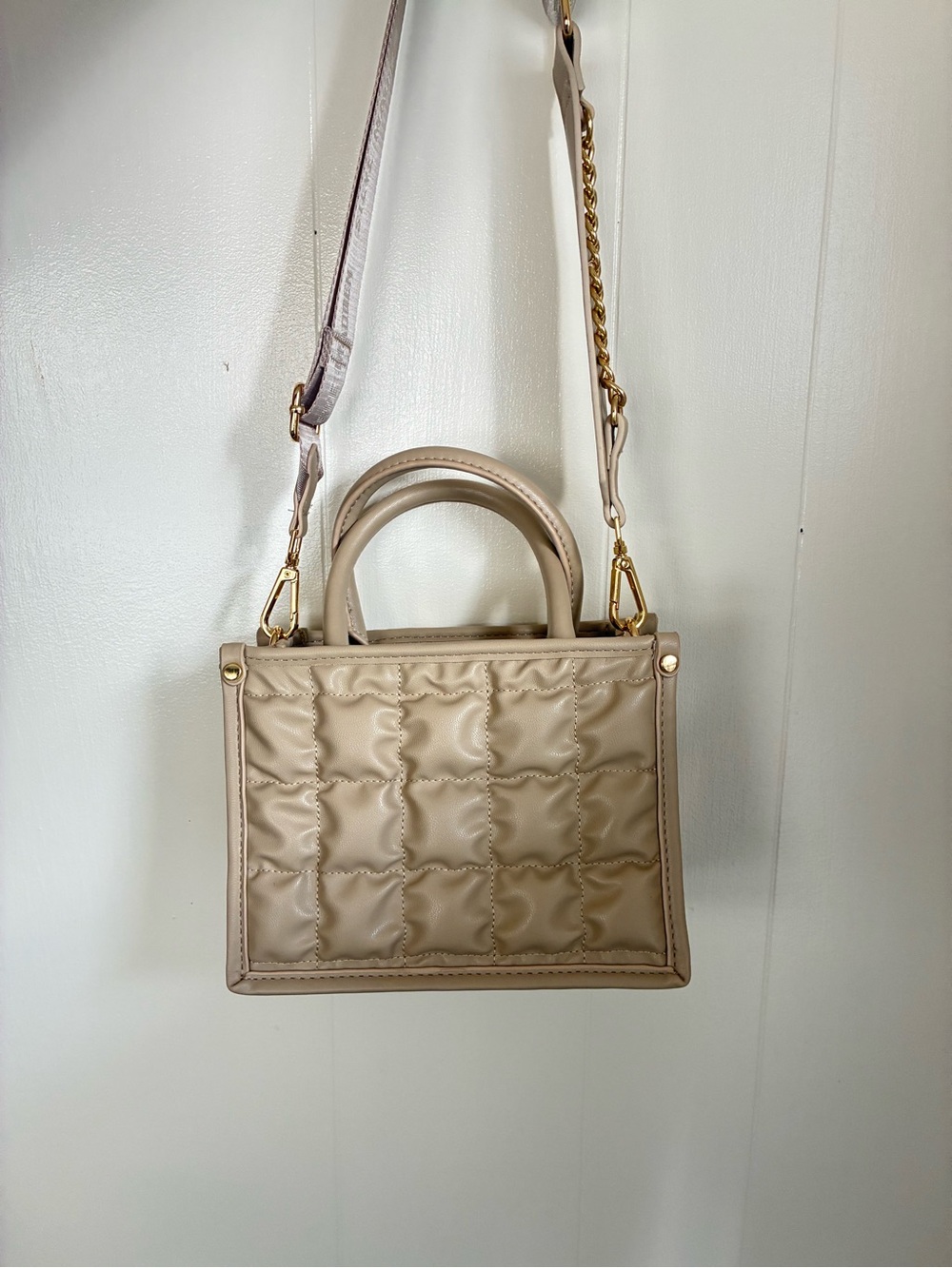Steve Madden Taupe Quilted Top-Handle Satchel - Picture 11 of 11
